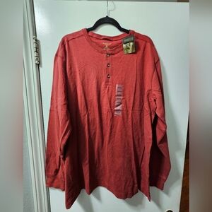 NWT Northcrest Men's Long Sleeve Henley in Burnt Red